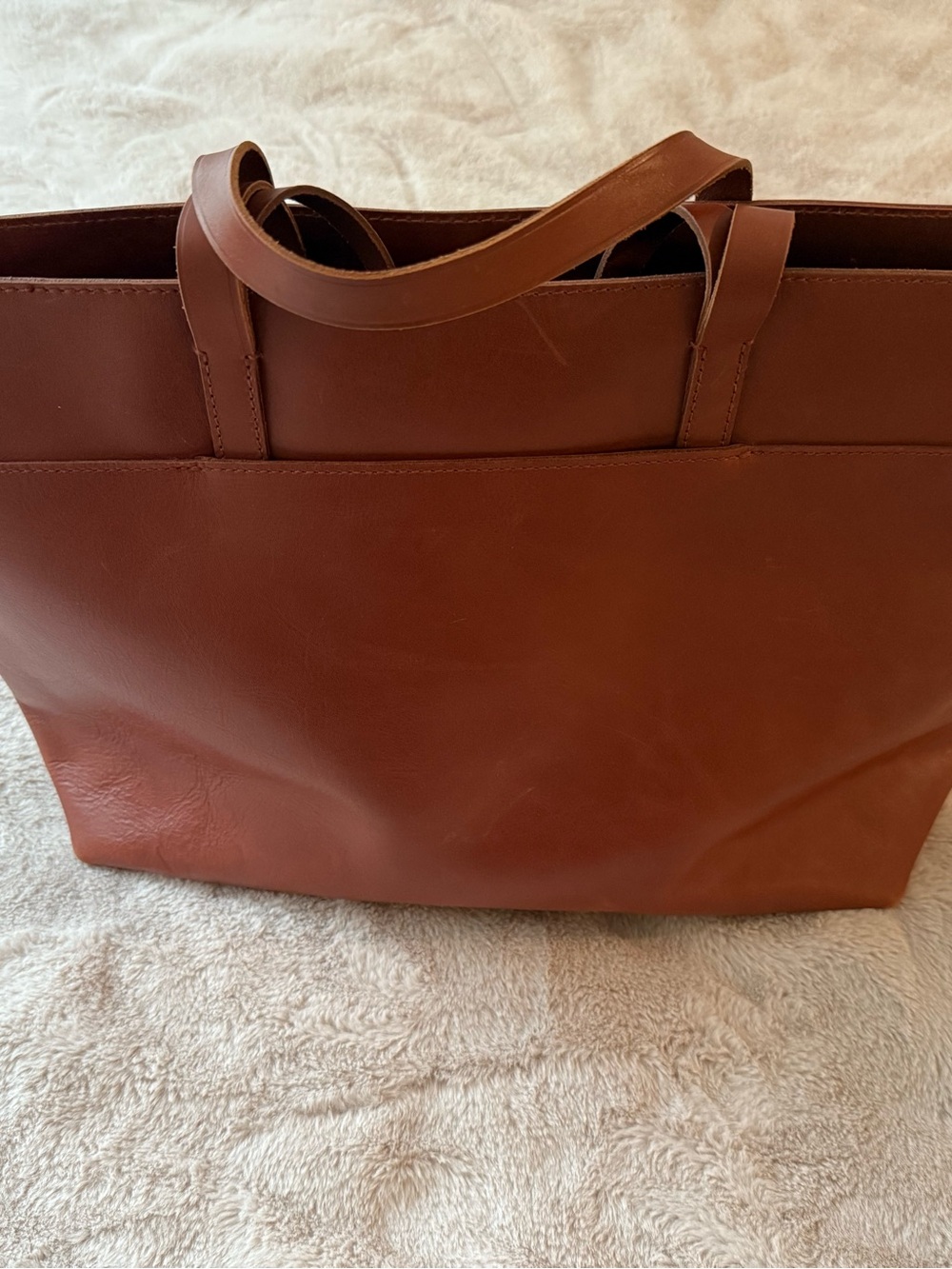 NWT Madewell The Zip-Top Essential Tote Leather Warm Cinnamon - Picture 2 of 14